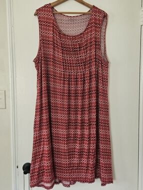 Croft & Barrow Dress 3X Red Hanky Summer Vacation Casual Stretch Pintuck Midi